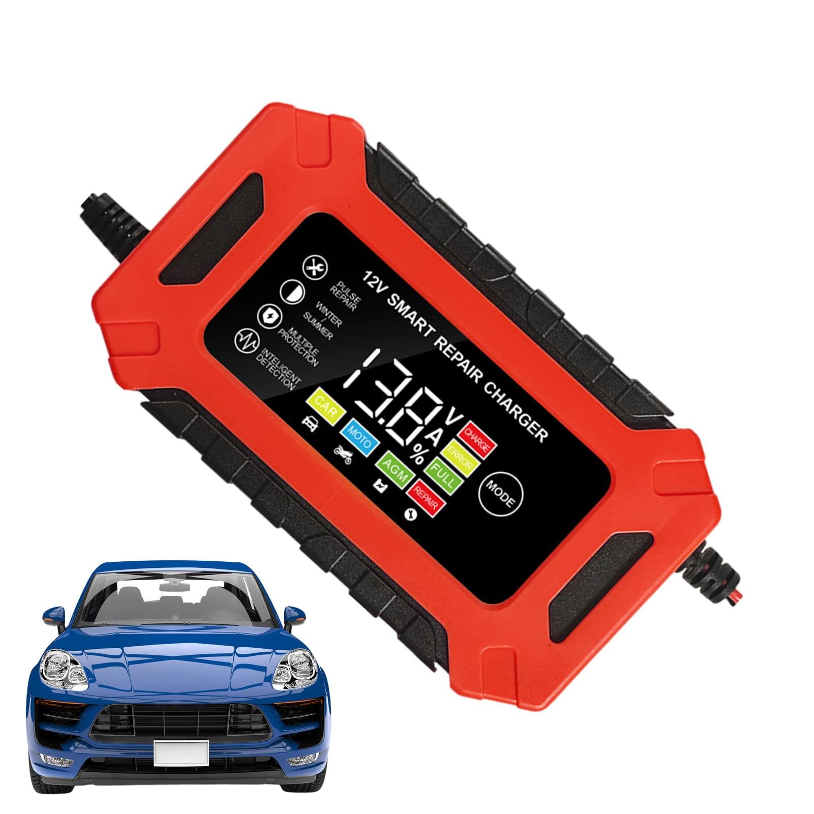 Caricabatterie intelligente da 12 V - 6 A completamente automatico gestore della batteria con compensazione della temperatura | Caricatore a goccia per moto, auto, tosaerba, barca |