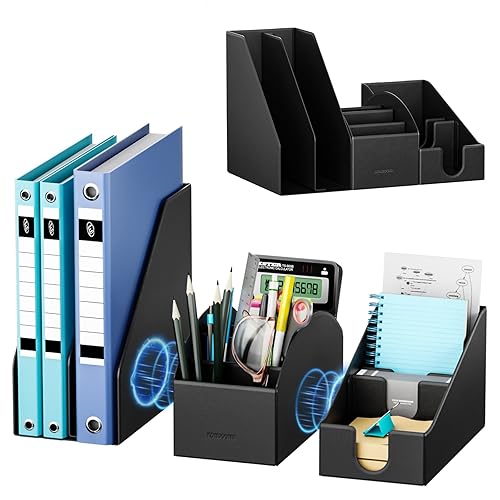 Magnetic Desk Organizer Set - Multifunctional PU Leather Desktop Storage