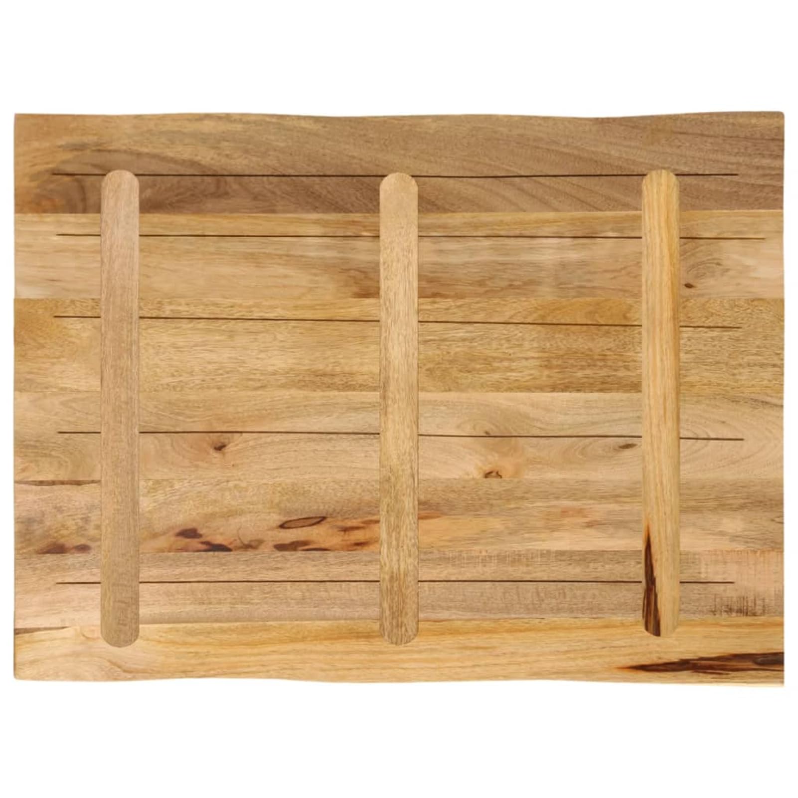 Gecheer Piano Tavolo Bordi Vivi 90x60x3,8cm Legno Massello Mango Grezzo