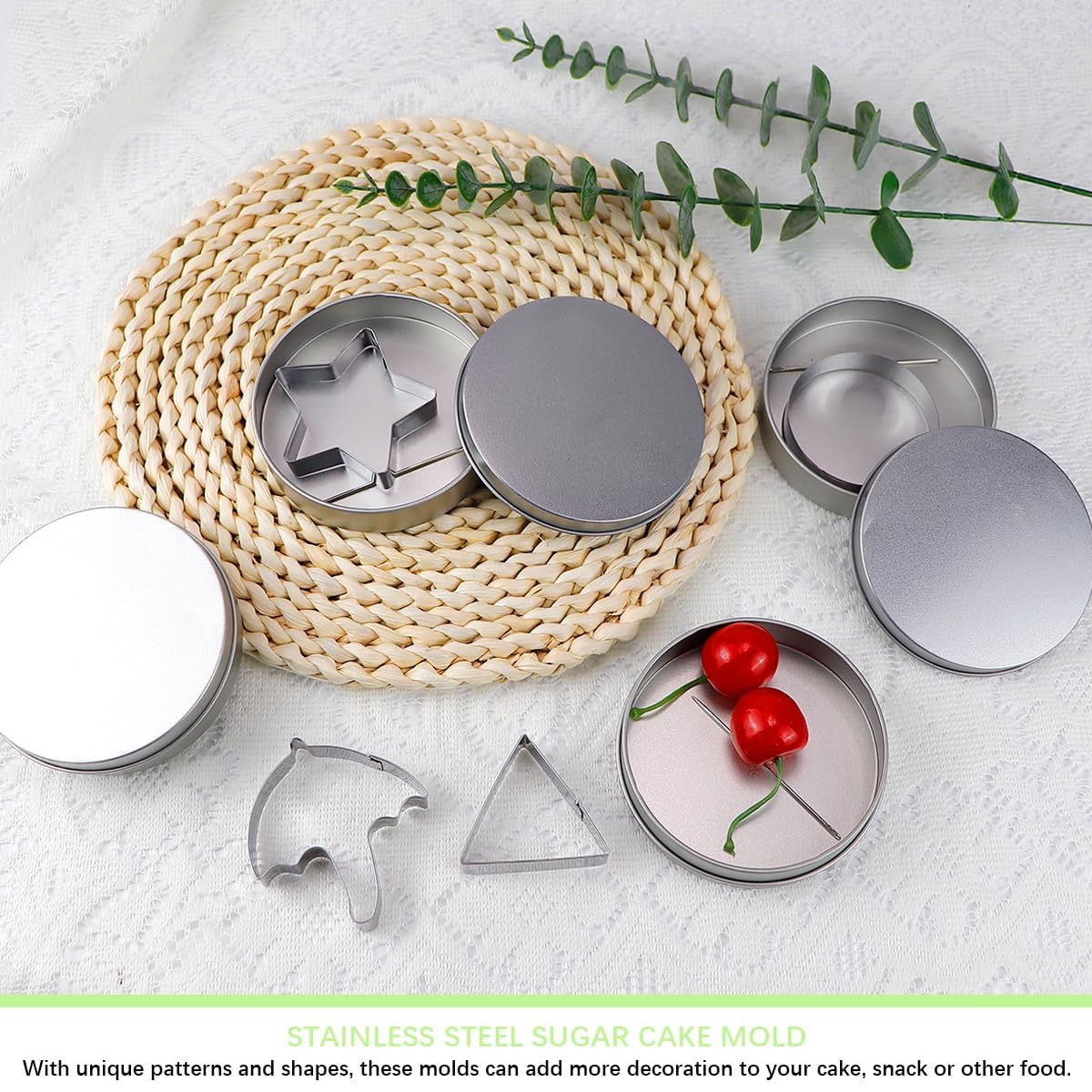 12pcs Emporte-Pièces En Acier Inoxydable, Outils De Fabrication De Bonbons Dalgona Coréens Avec Parapluie Triangle Étoile Moules à Biscuits Ronds Pour Noël Cadeaux Fête Dans