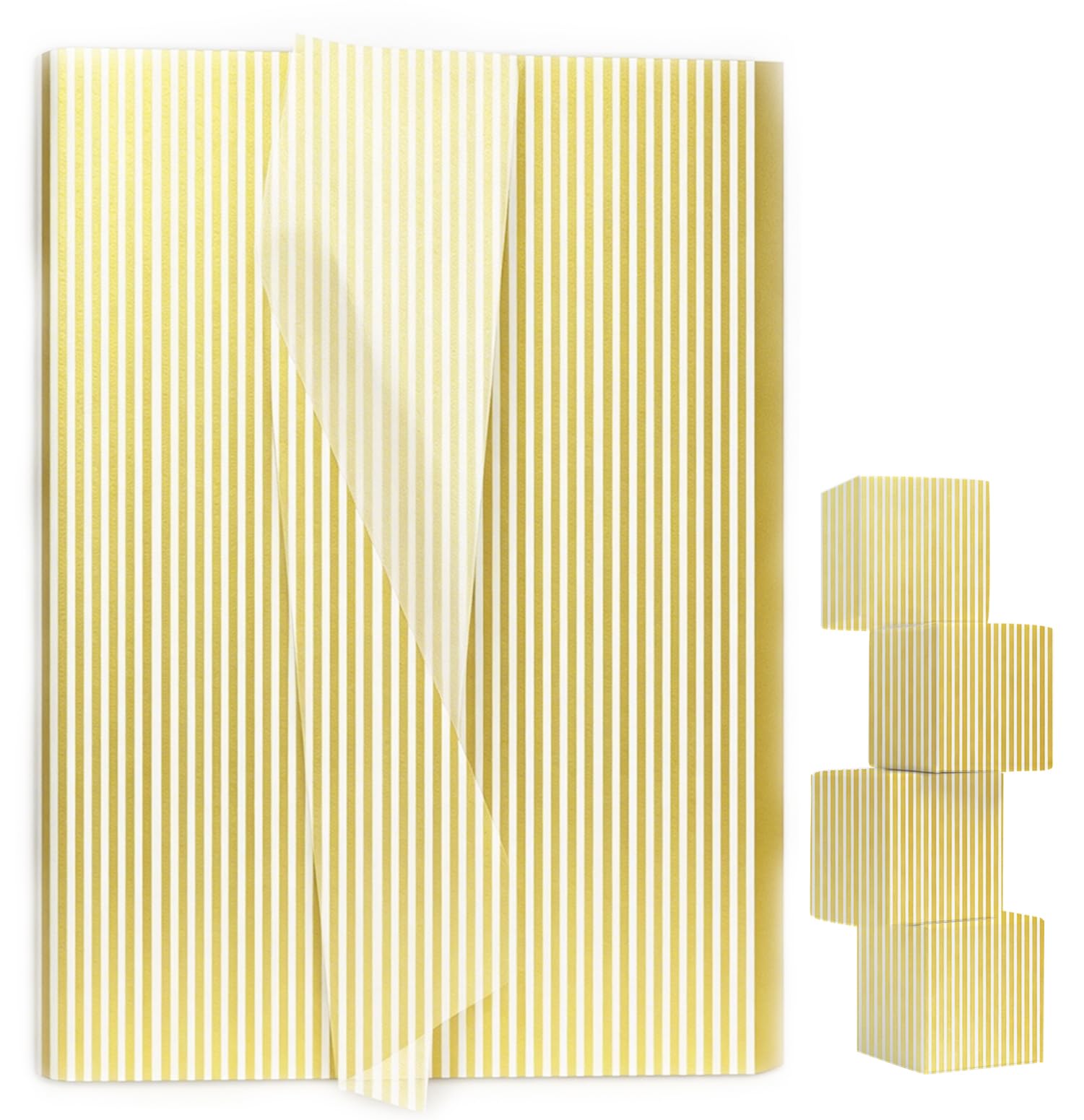 AVXINSOK 100 Sheets Gold Foil Striped Tissue Paper 14 x 20 Inches Gold Foil and White Striped Gift Wrapping Tissue Paper for Gift Bags Wedding Birthday Graduation Party Packaging Crafts