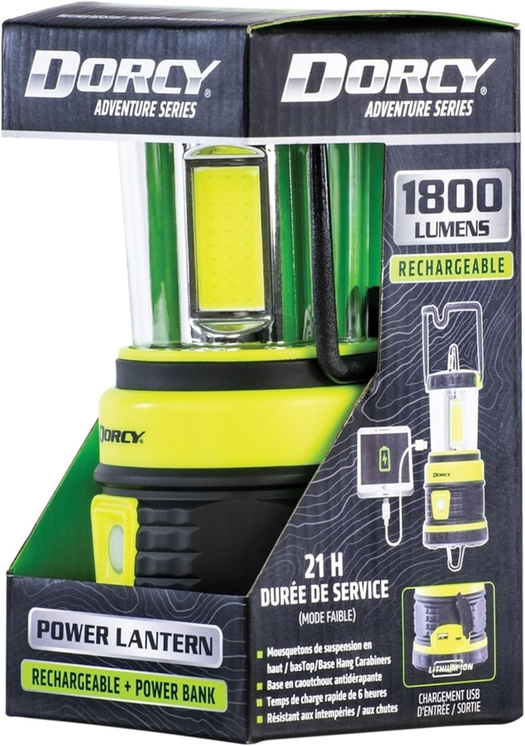 Dorcy 1800 Lumen Rechargeable LED Outdoor Lantern with Power Bank