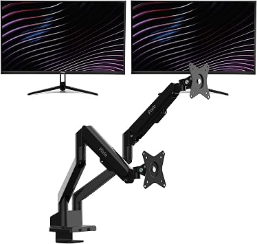 Pixio Two PX27U Wave 27 inch 160Hz Refresh Rate 4K 3840x2160p Resolution Fast IPS Panel 1ms GTG Response Time 4K Gaming Monitor and PS1D Wave Black Dual Monitor Arm