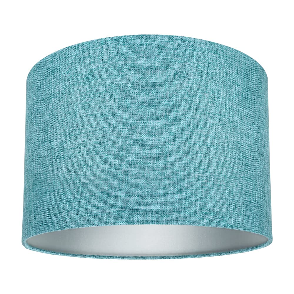 Happy Homewares Contemporary And Sleek 10 Inch Teal Linen Fabric Drum Lamp Shade 60W Maximum from B&Q