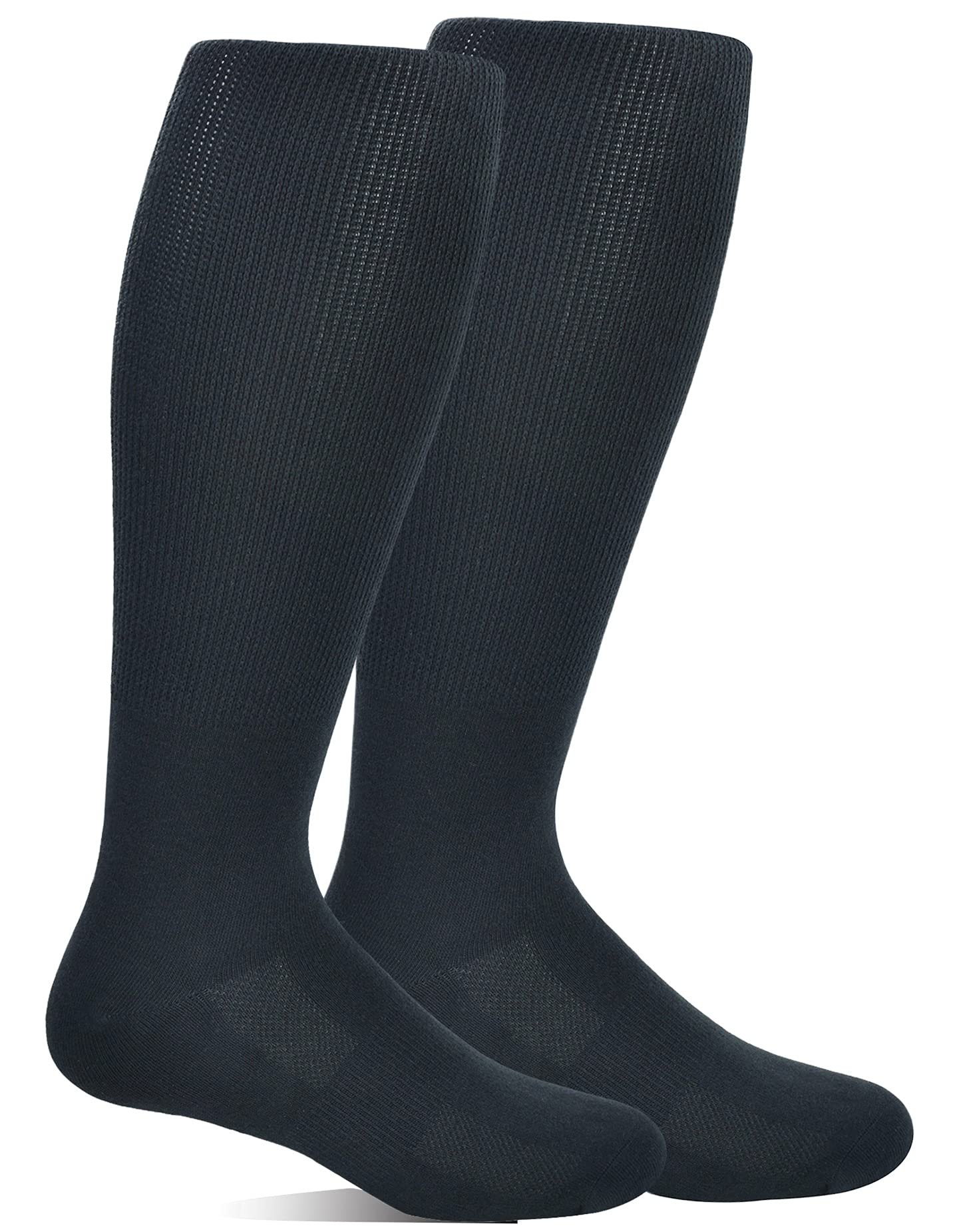Yomandamor Mens Diabetic Over the Calf Breathable Mesh Socks with Non-binding Top, 4 Pairs