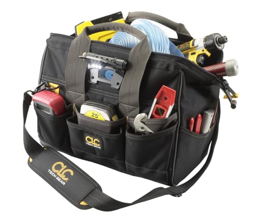 Custom Leathercraft L230 14-Inch 29 Pocket Tech Gear Lighted Big Mouth Tool Bag