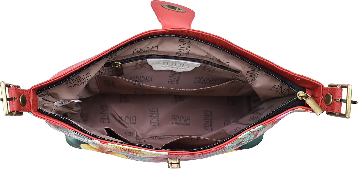 Anna by Anuschka Women's Hand-Painted Genuine Leather Studded Side Hobo