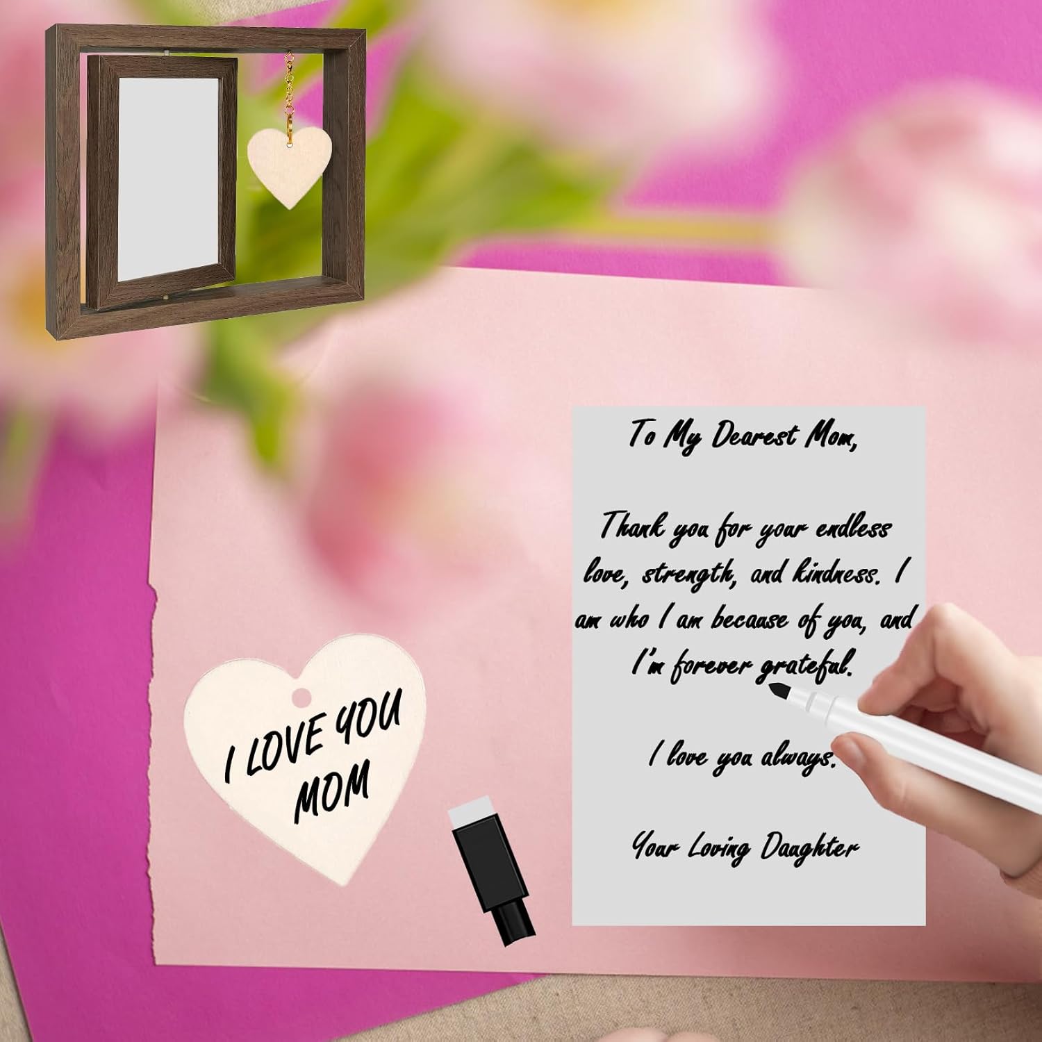 Special Gifts for Mom Ideas, Unique Mom Birthday Gift DIY Message Rotating Wooden Picture Frame for Mom's Christmas Thanksgiving Mothers Day Heartfelt Tabletop Decor, Meaningful Appreciation Present - Image 7