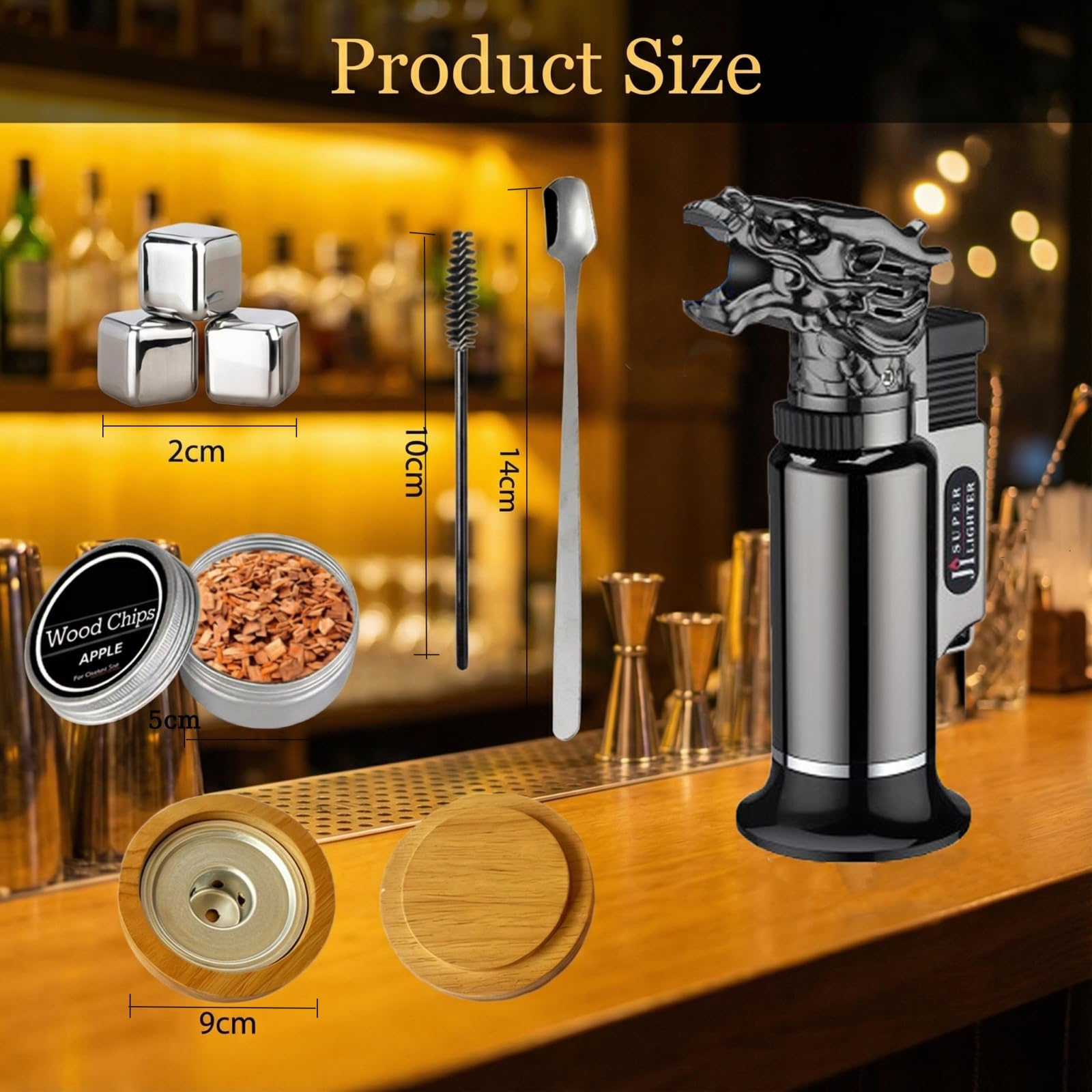 Kit Ahumador para Whisky - Set con 8 Aromas de Madera y Piedras para Whisky - Accesorios Bar para Cócteles y Regalo Hombre Padre y Novio — view 6