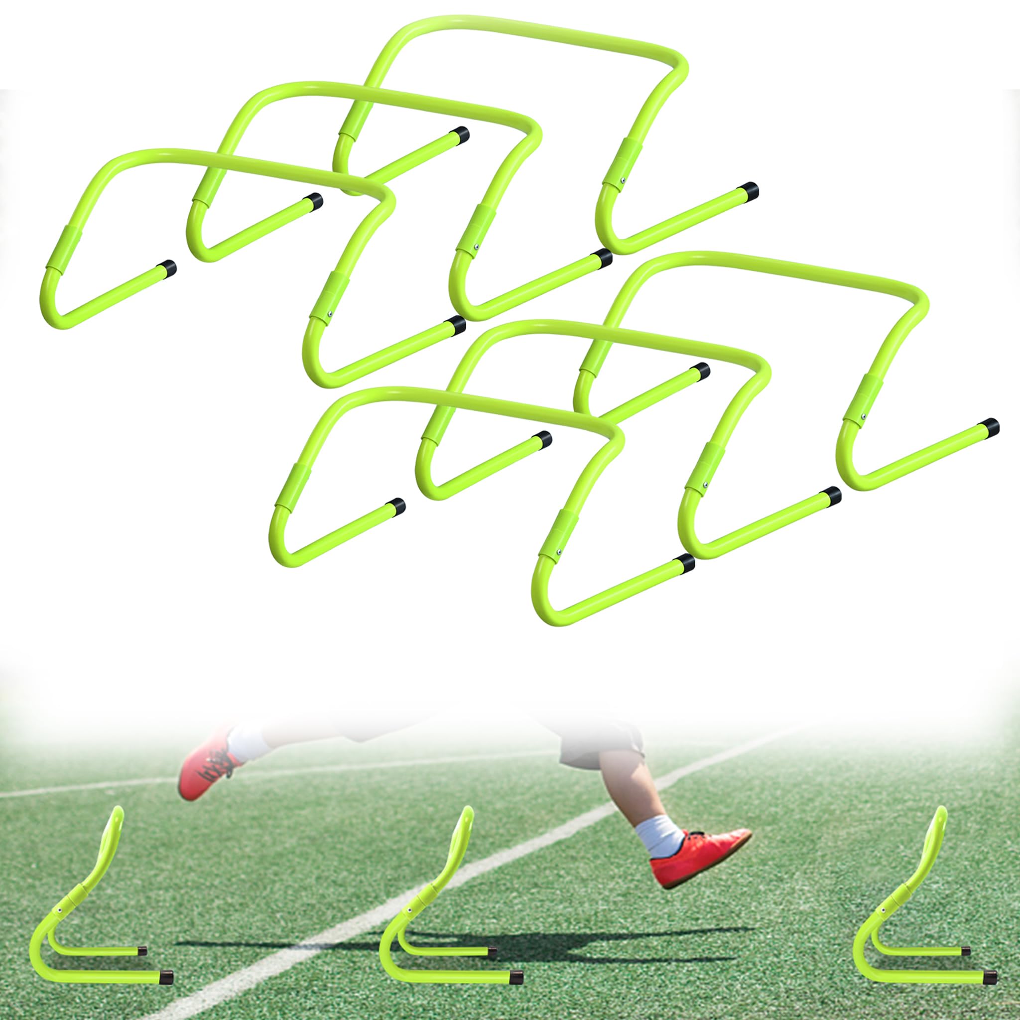 Speed Agility płotki do treningu, zestaw 6 przeszkód koordynacyjnych, z regulacją wysokości, płotki treningowe, piłka nożna, zestaw