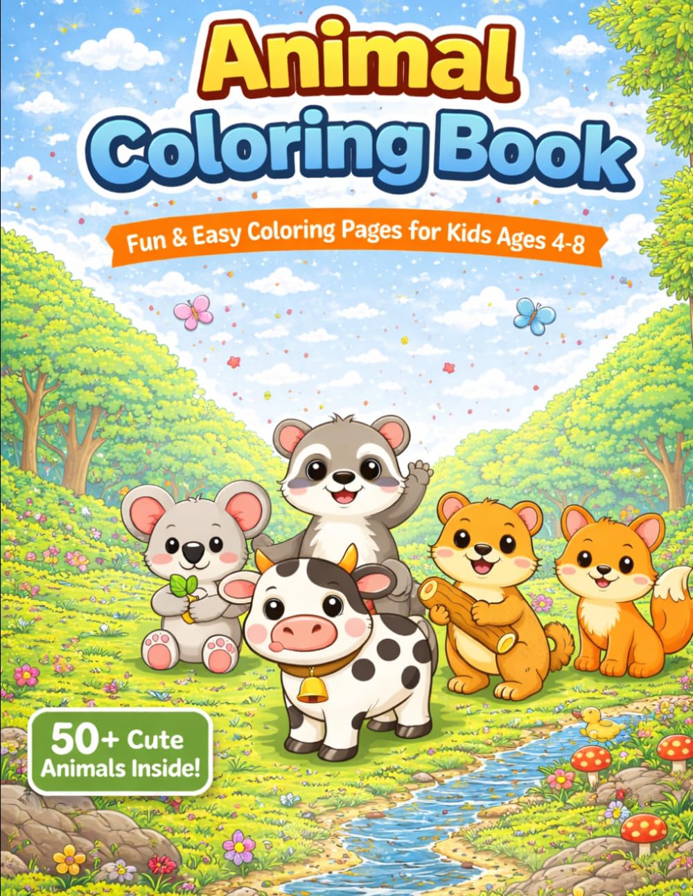 Animal Coloring Book for Kids: Fun & Easy Coloring Pages for Kids Ages 4–8 | 50+ Cute Animals | Simple & Bold Designs for Beginners