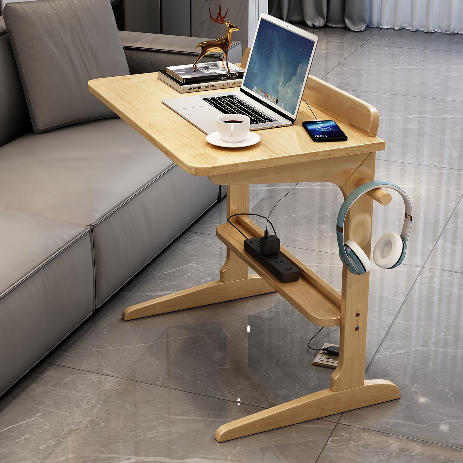 Mesas de Noche, escritorios para portátil, mesas auxiliares en Forma de C con estantes, mesitas de Noche, mesitas de Noche en Forma de C, para sofá, Cama, Silla, Sala de Estar y Dormitorio.
