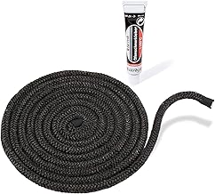 Fireplace & Oven Sealing Cord, Diameter 6 mm, Length: 2 m, Glass Tape for Fireplace Doors, Heat Resistant up to 550 °C, with Fireproof Mounting Adhesive