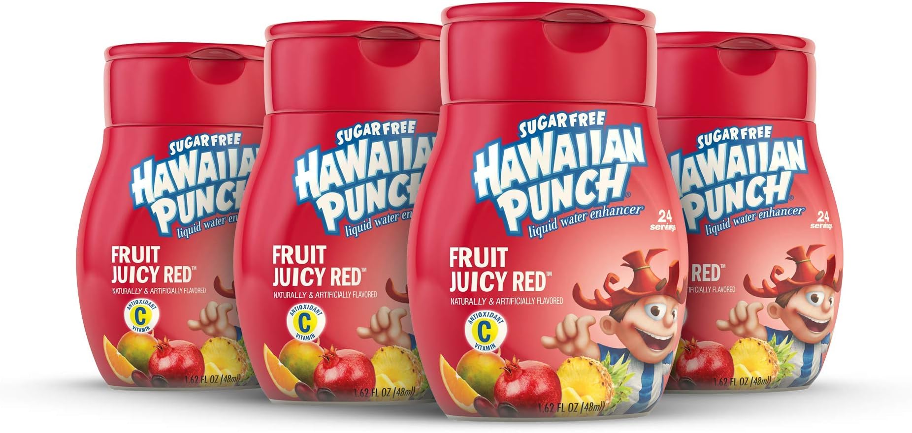 Hawaiian Punch, Fruit Juicy Red, Liquid Water Enhancer โ New, Better Taste! (4 Bottles, Makes 96 Flavored Water Drinks) โ Sugar Free, Zero Calorie