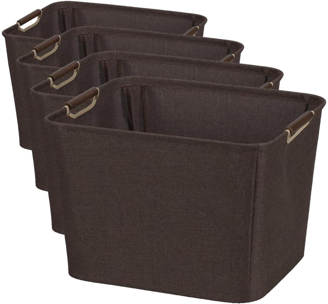 Household Essentials Medium Tapered Soft-Side Storage Bin with Wood Handles