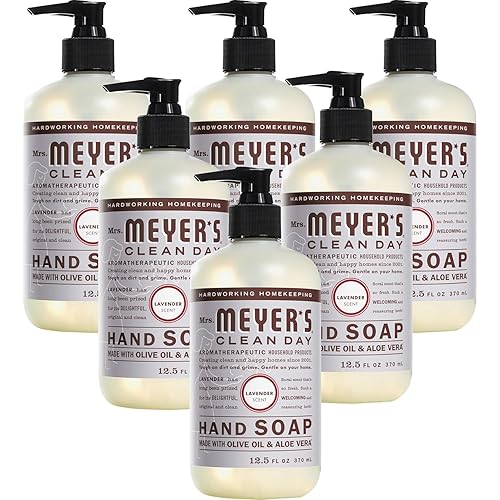 MRS. MEYER'S CLEAN DAY Hand Soap, Made with Essential Oils, Biodegradable Formula, Lavender, 12.5 fl. oz - Pack of 6