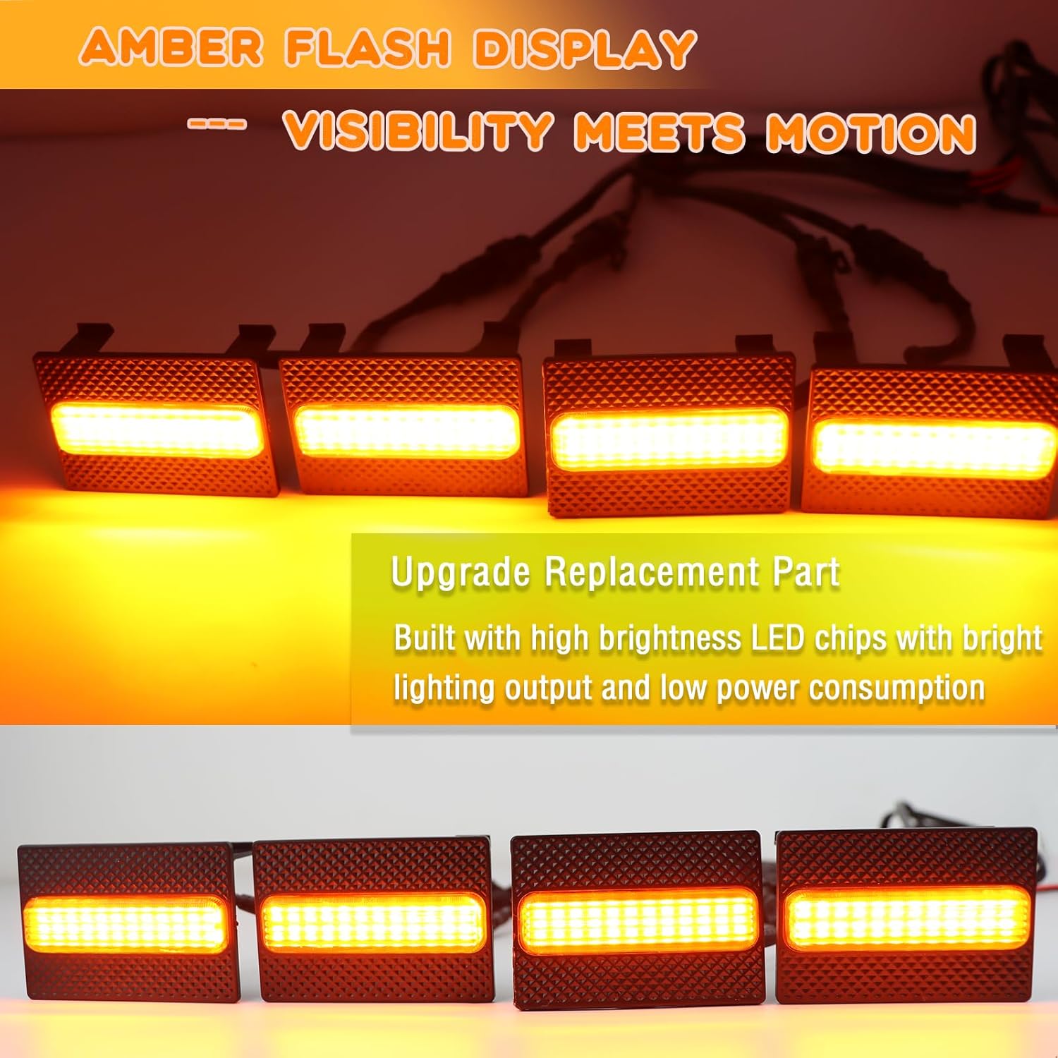 4pc Smoked Housing Amber LED Front Centra Grille Lights DRL Feature Kit for Toyota 4runner 2025 SR5,OEM Grill Led Grill Light For 4Runner Accessories（Only for SR5）（YELLOW）