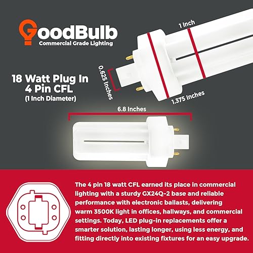 Miniatura 59 de GoodBulb - Focos CFL PL, paquete de 10 unidades 3500K