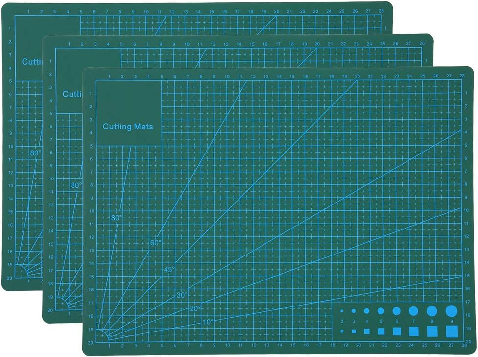 3Pcs A4 Size PVC Cutting Mats Self Healing Non Slip Scale Board for Crafting Engraving Model Making Writing Drawing Students Home Office Use