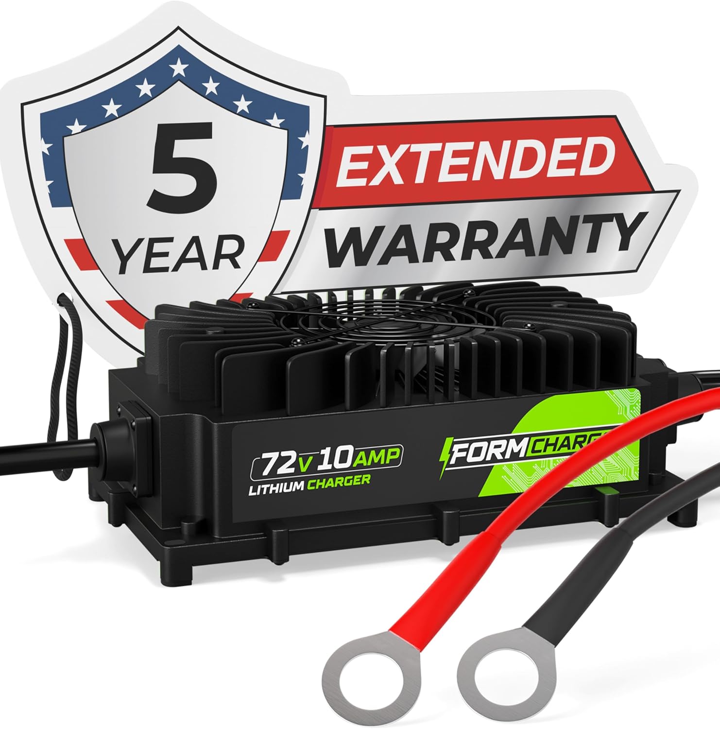 FORM 72V 10A Lithium Golf Cart Charger - Waterproof Design - 87.6 Volt Output Smart Charger for Lithium or LiFePO4 Batteries