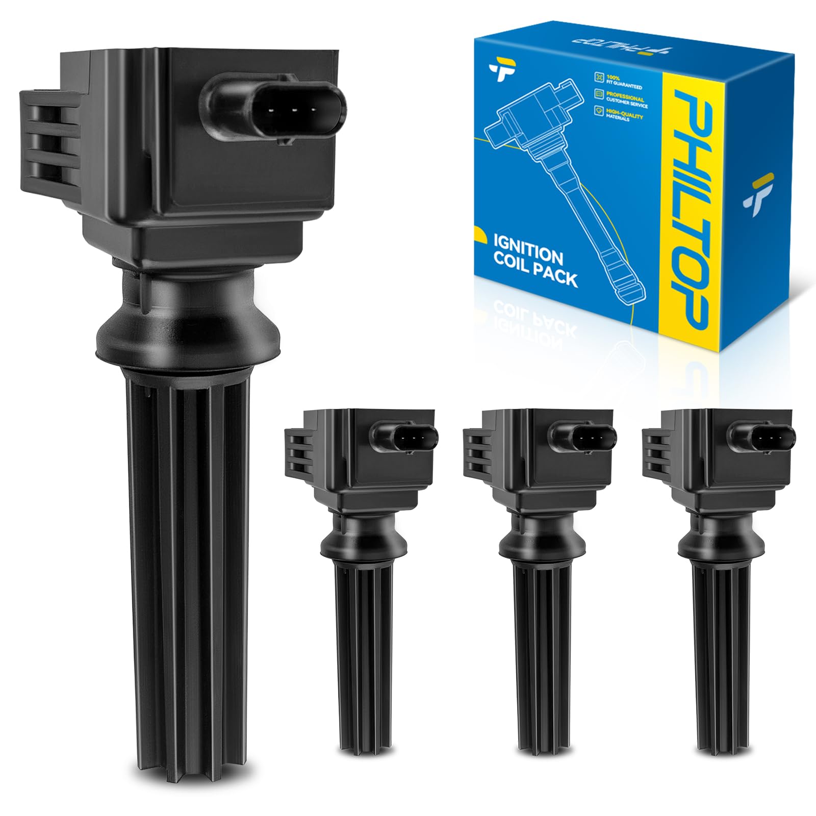 PHILTOP UF670 Ignition Coil Pack Fit for 2015-2018 Ford Focus 2.0L | 2015-2018 Focus 2.0T/2.0L, 2013-2019 Escape 2.0T, 2012-2014 Focus, 2013-2020 Fusion 2.0T, 2012-2018 Edge 2.0T