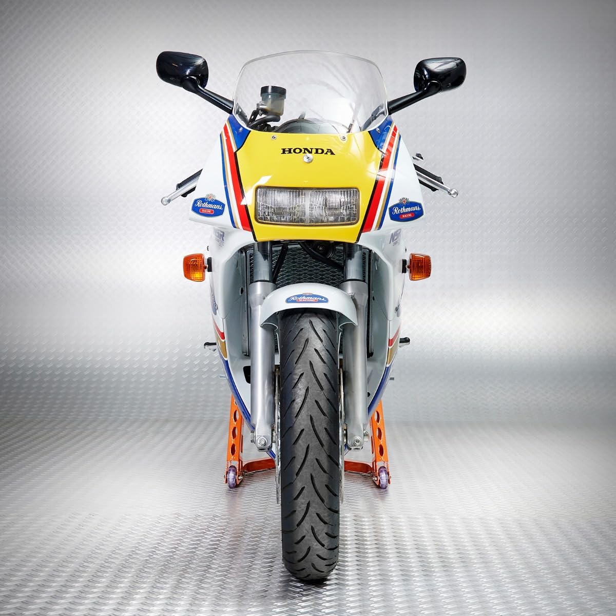 Motorrad Ständer Hinterrad Montageständer MotoGP - Orange - Aluminium 3 kg, Hebekapazität 250 kg, Verstellbar 24–36 cm, Kompatibel mit Bobbins M6 M8 M10 M12