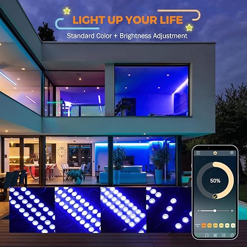 Miniatura 4 de BEAMNOVA Kit de luces comerciales azules de 100 pies, control remoto o de aplicación Bluetooth, transformador de fuente de alimentación de CA de 120