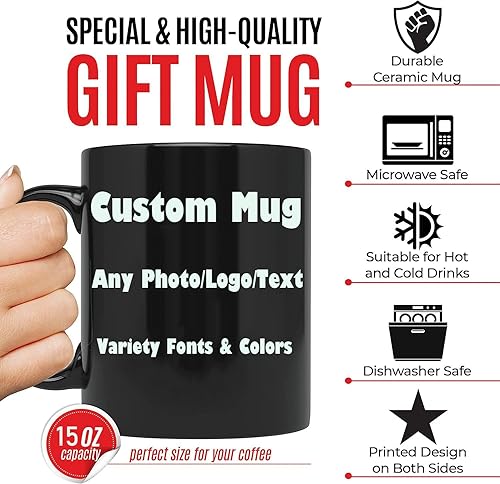 Miniatura 3 de Taza de café personalizada con imagen, texto, logotipo, 15 onzas, regalos personalizados para amigos, familia, amor, para cumpleaños, aniversario,