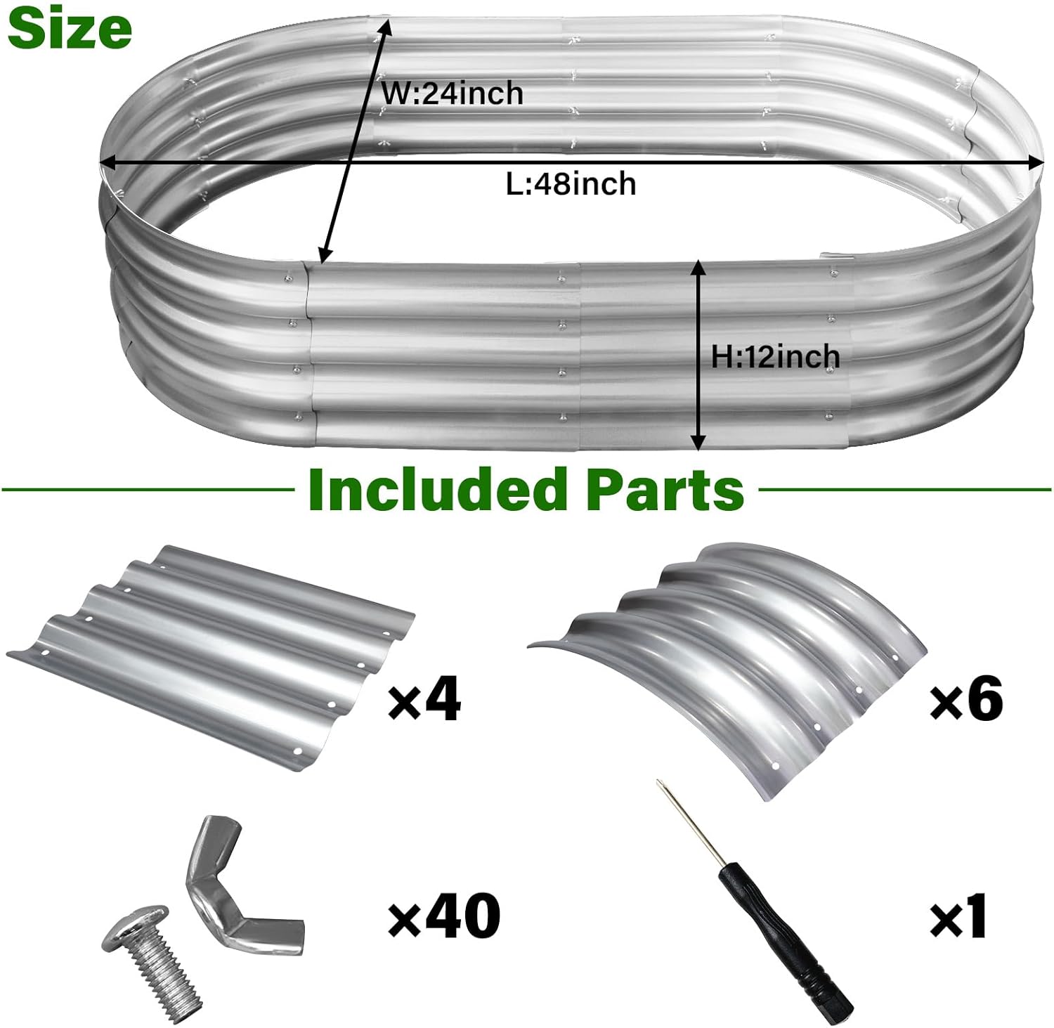 Galvanized Raised Garden Bed for Outdoor: 4X2X1ft Durable Metal Vegetable Plant Container Kit - Oval Planter Box for Gardening Flower Trough （2 Pack）