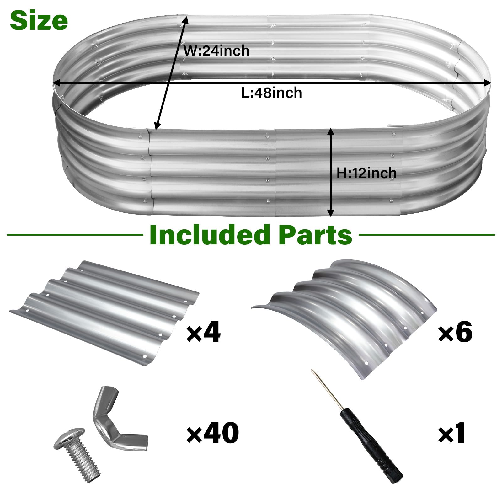 Galvanized Raised Garden Bed for Outdoor: 4X2X1ft Durable Metal Vegetable Plant Container Kit - Oval Planter Box for Gardening Flower Trough （2 Pack）