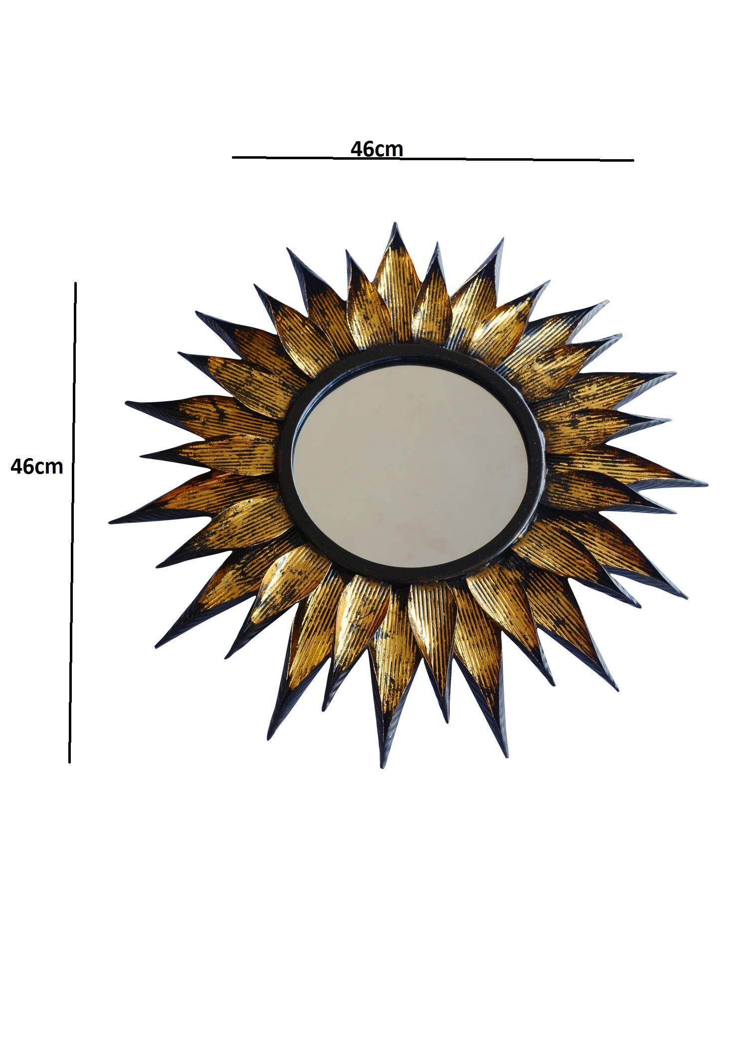 Miroir mural en fer et verre KAM Home Handicrafts 46x46 cm pour décoration intérieure