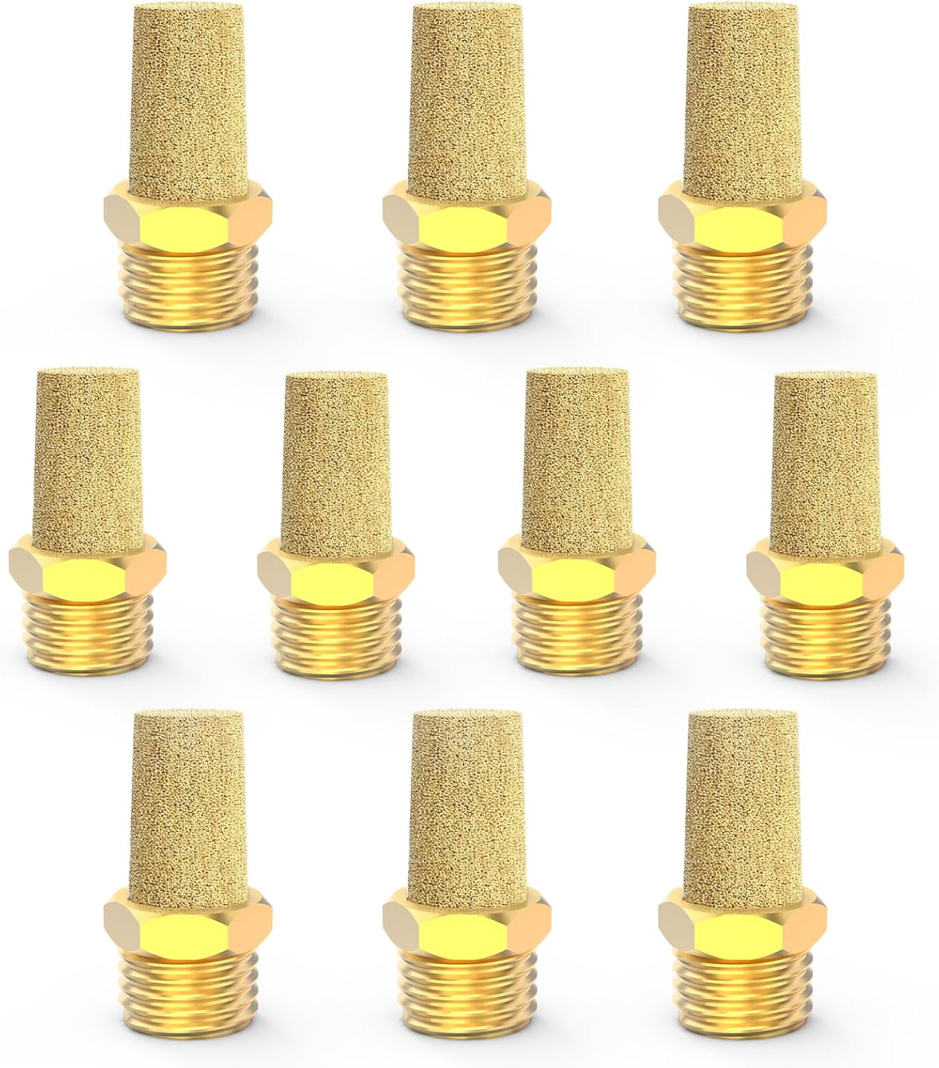 10-PACK 3/8" Male Thread Brass Pneumatic Exhaust Muffler Bronze Silencer Sintered