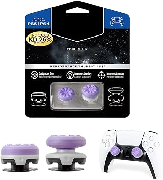 2 Pack FPS Purple Thumbsticks for PS4 and PS5 1 High-Rise and 1 Mid-Rise