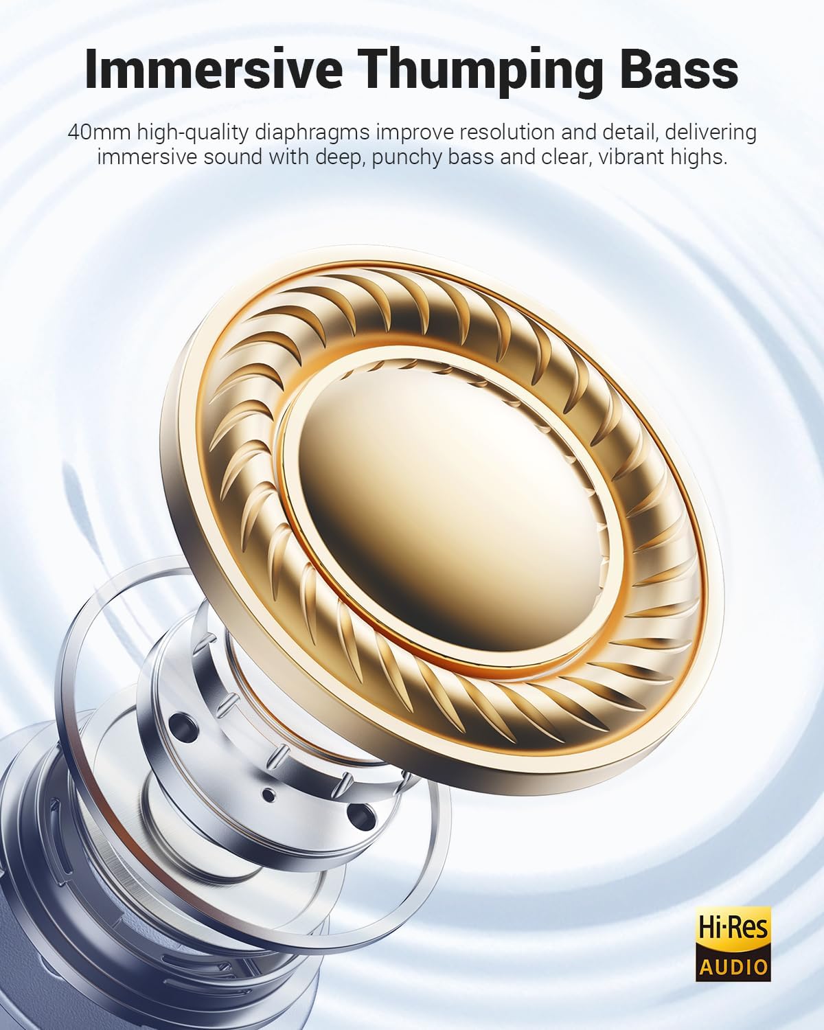 Wentronic Y01 Wireless Noise Canceling Headphones Bluetooth 5.3 Over Ear Headphones with Microphone, Hi-Res Audio, 48H Playtime, Foldable Comfortable Earpads,Compatible with iOS,Android,PC, Blue - Image 5