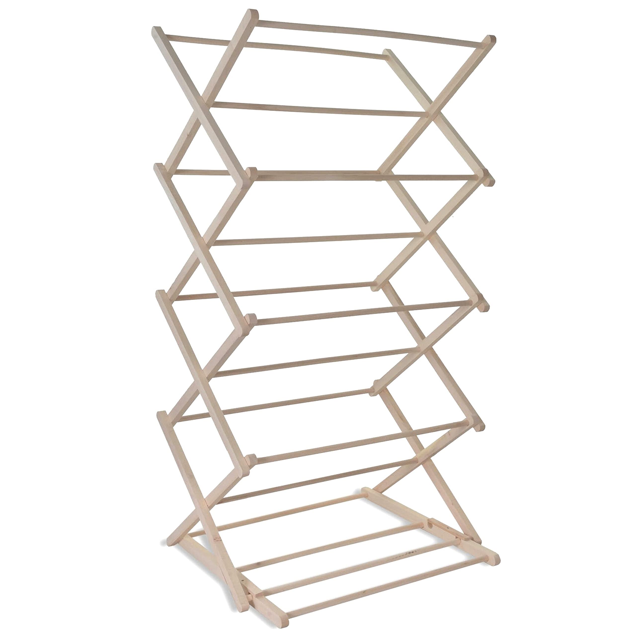 Buy Wooden Clothes Airer, Collapsible Folding Clothes Horse, Indoor