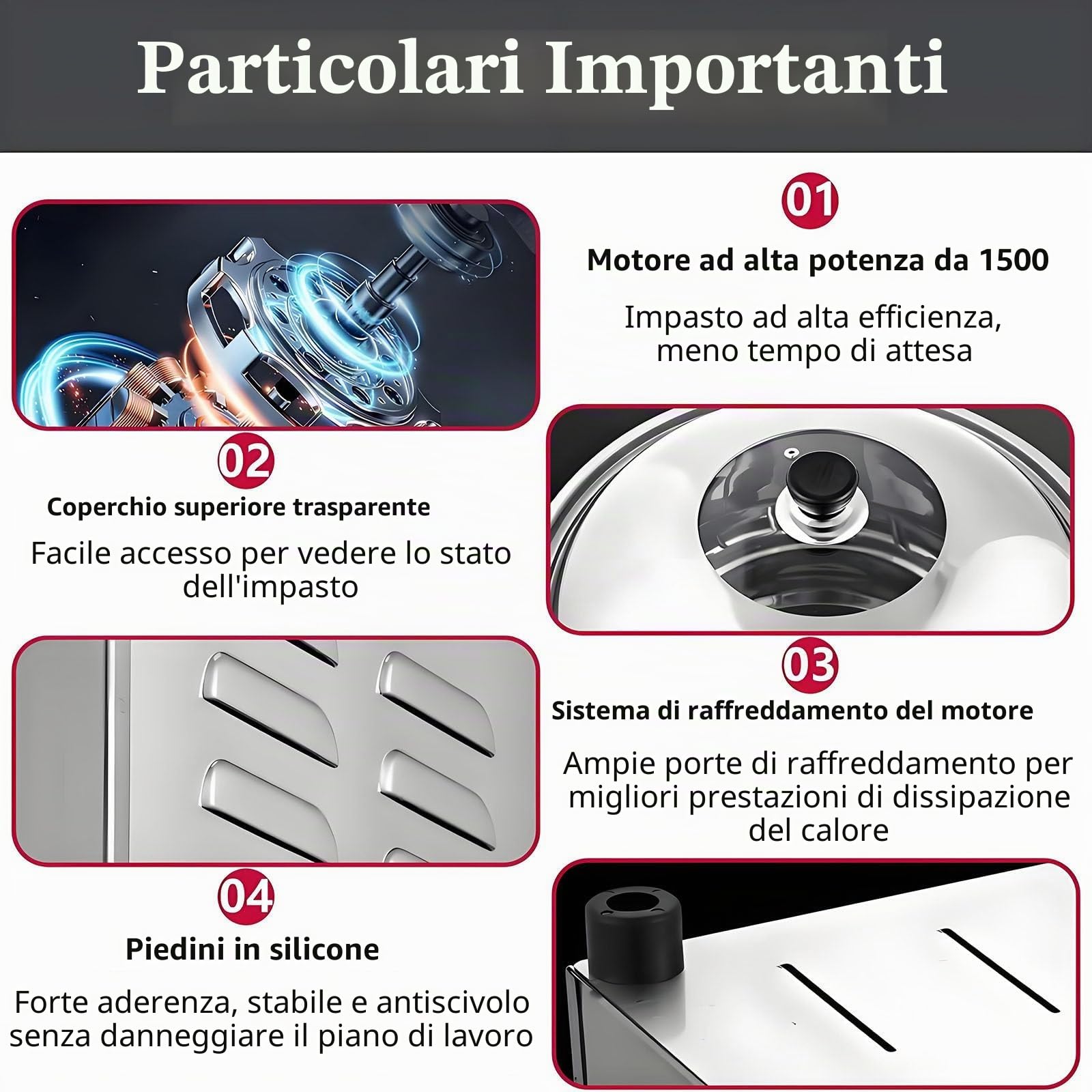 Impastatrice Elettrica, Impastatrice Professionale per Farina, Impastatrice a Spirale per Pizza E Pane, con Funzione di Temporizzazione E Riscaldamento 5kg