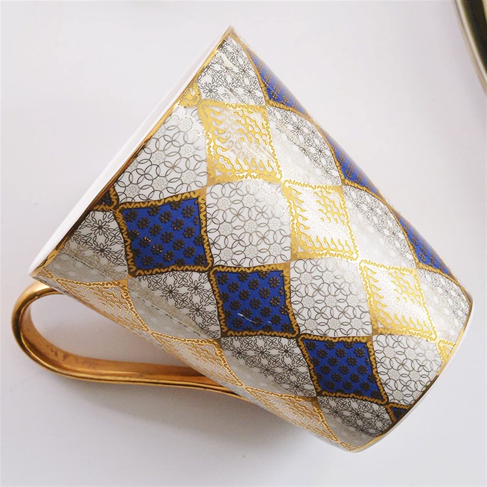 Ceramiczny kubek do kawy Luksusowy styl Kubek z porcelany kostnej Gospodarstwo domowe Modny geometryczny wzór Kubek Duży kubek do mleka