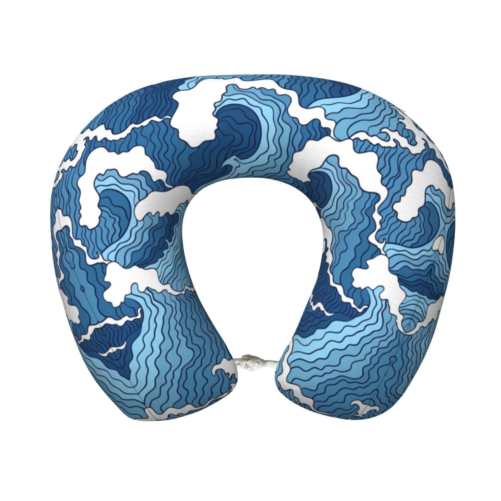 peiyeety Stormy Sea Print Custom U-Shaped Pillow,Memory Foam Cervical Neck Travel Pillow,for Home,Camping,Travelling