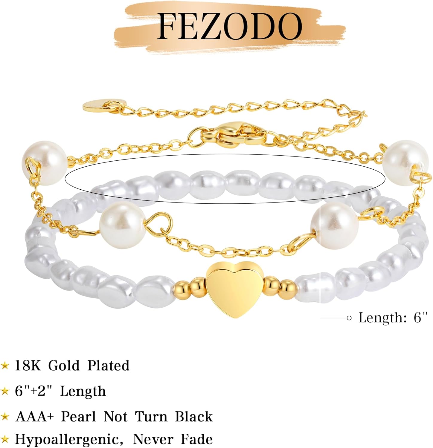 Valentines Day Gifts for Her Pearl Bracelet - Dainty 18K Gold Plated Pearl Heart Daisy Beaded Bracelet Stack Beach Jewelry Bracelets Valentines Gifts for Mom Daughter Wife Girlfriend - Image 5