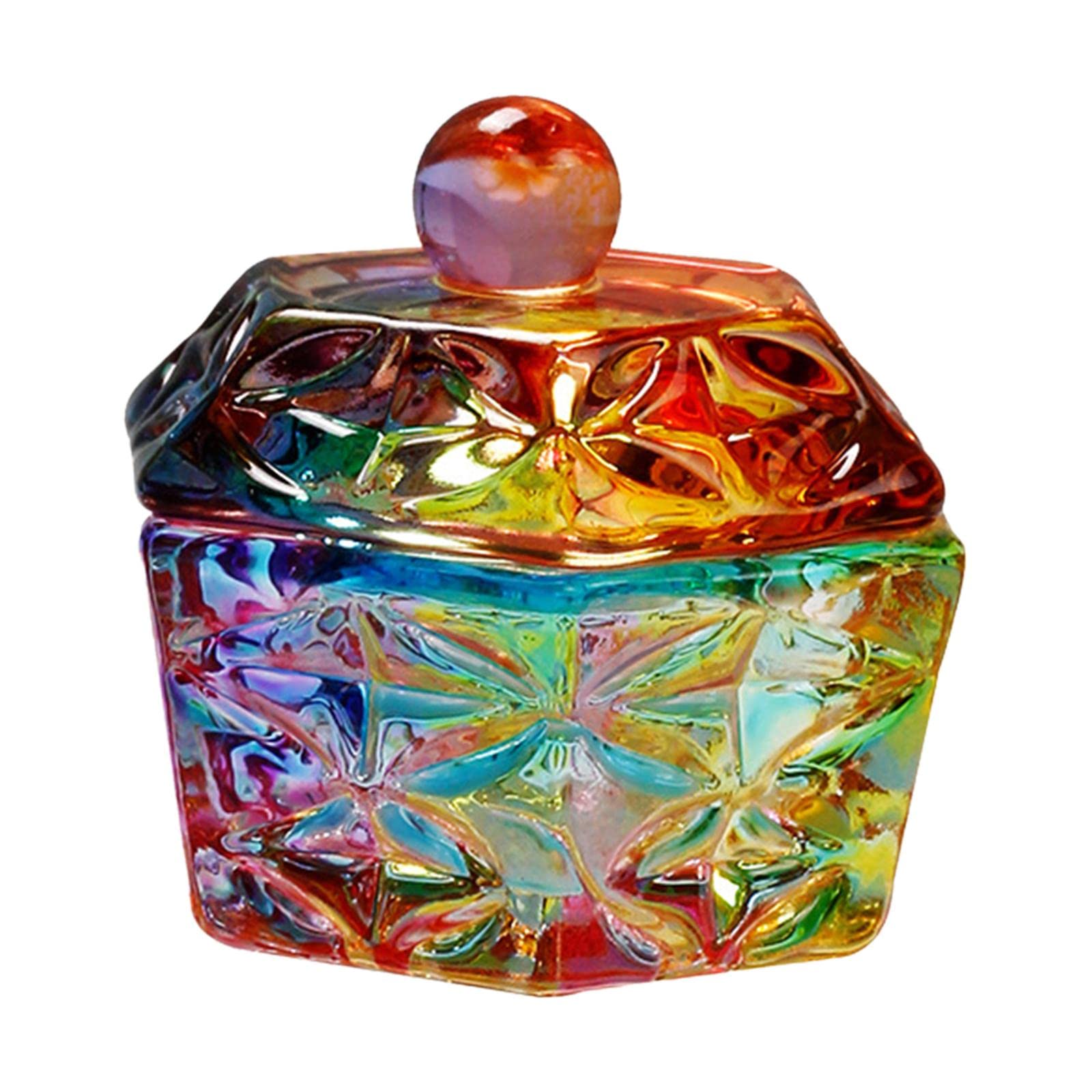 Recipiente de Vidrio Colorido para Uñas, Utensilios con Tapa, Vaso de Vidrio para El Cuidado de Uñas, Líquidos Y Polvos, Herramientas para Manicura, Hexágono rayado