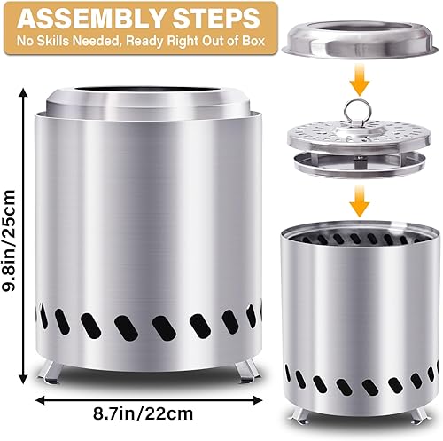 Miniatura 3 de HGD Pozo de fuego pequeño de mesa de 7.1 pulgadas, sin humo, mini hoguera para urbanos y suburbios con bolsa de transporte, acero inoxidable,