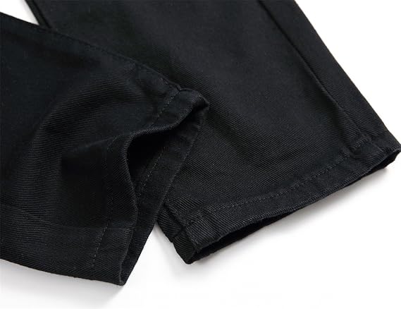 Men's Ripped Jeans Pants Distressed Denim Trousers with Holes Black 34