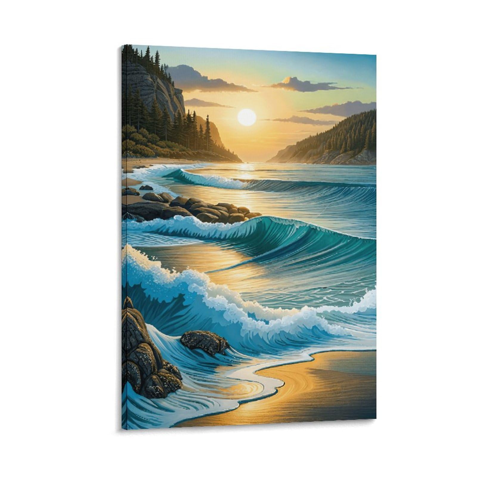 XPASHIQWC Valley Bay Sunrise Poster Artwork Canvas Prints Picture Modern Canvas Wall Art Picture Wall Hanging for Bedroom Living Room Decor 20x30inch(50x75cm)