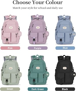BECOJADDE Backpack School Bag for Women and Girls, 15.6 Laptop, Purple 25L