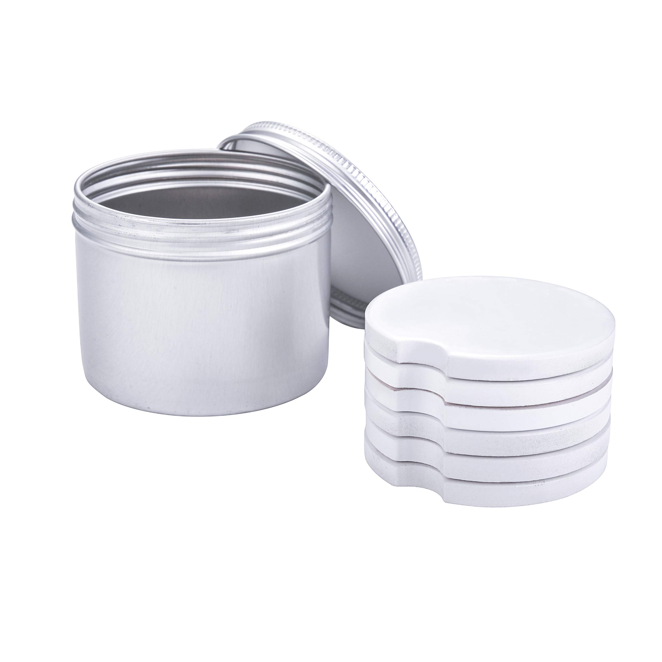 Sublimation Blanks Car Cup Coasters with Aluminum Box, Absorbent Car Coasters Ceramic with A Finger Notch for Easy Removal of Auto Cupholder Coaster, Free from Cold Drink Sweat, Stain and Spill