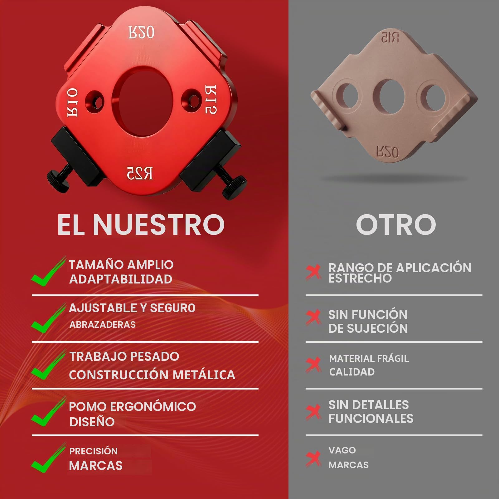 Plantilla de Radio de Esquinas Redondeadas, Molde para Fresadora de Radio con Fresa Incluida, Plantilla para Fresadora de Aleación de Aluminio para Proyectos de Bricolaje en Madera
