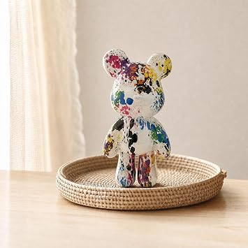 Resin Bear Statue Decor for Home, Animal Sculpture Ornament for Indoor Room (Type C)