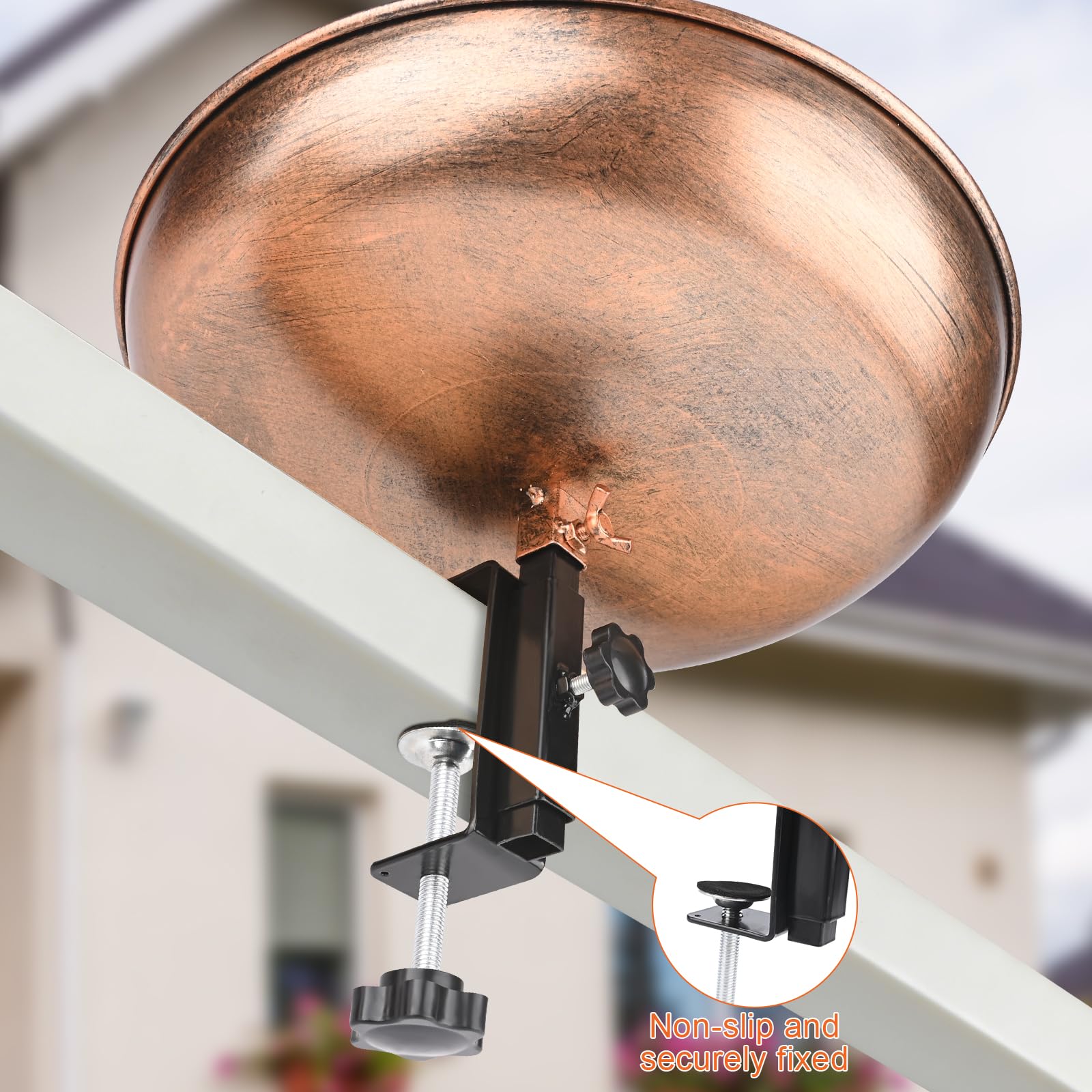 Wanna dla Ptaków z Metalową Klamra Zimową do Ogrodu i Balkonu, Duża Wanna dla Ptaków z Klamrą na Balustrady i Balkony, Odporna na Mróz, Wanna i Karmnik dla Dzikich Ptaków