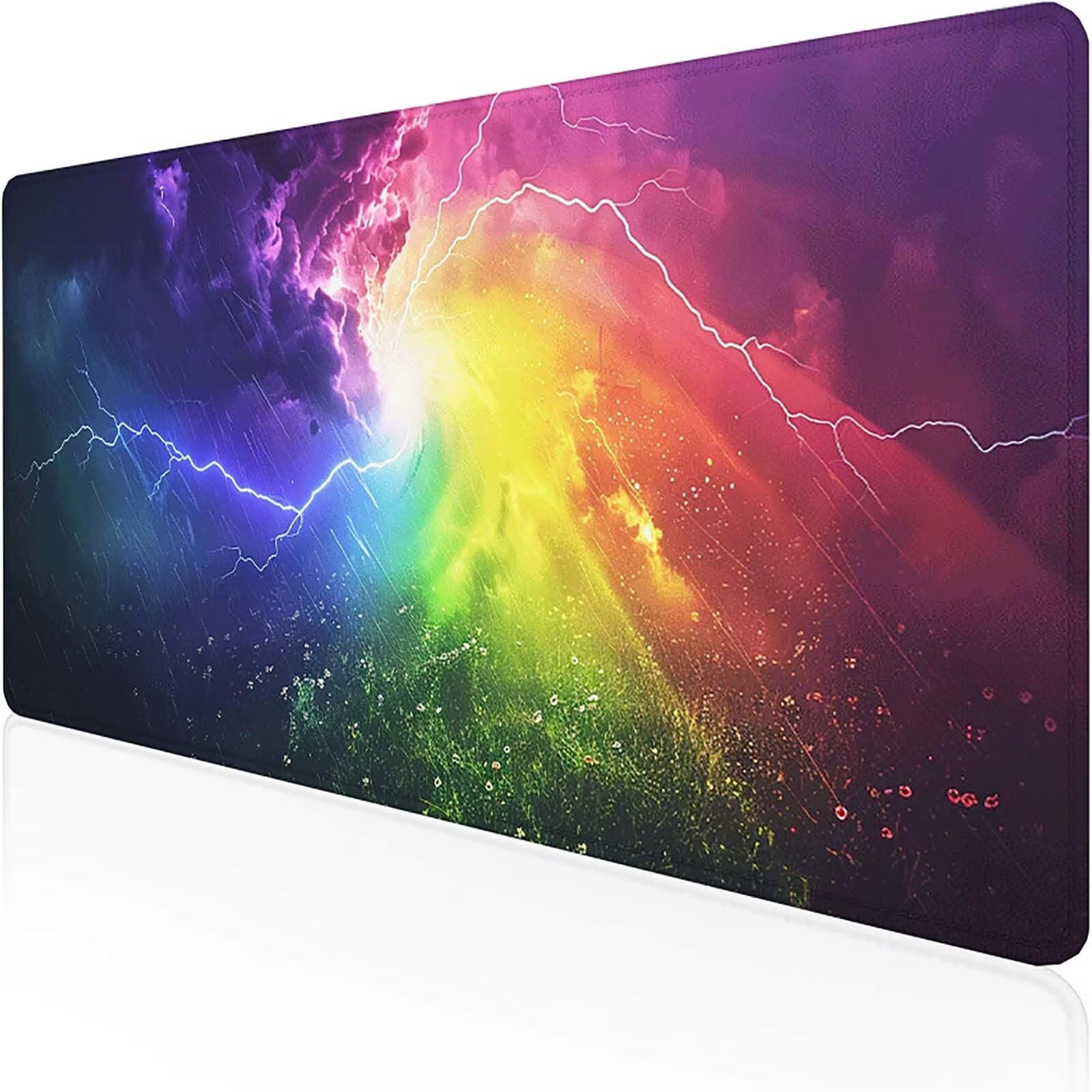 Alfombrilla Gaming Iluminación 1500x800mmAlfombrilla Ratón AzulImpermeable Base de Goma Antideslizante con Bordes Cosidos Tapete Rato Alta Precisión Escritorio Para Oficina, Regalo Hombres 3-Q