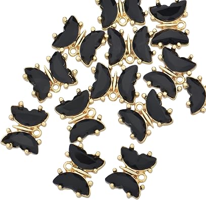 Pack of 20 Butterfly Color Tinted Crystal Charms Bulk Gold Plated Butterflies Pendants for Bracelets DIY Jewelry Making Supplies